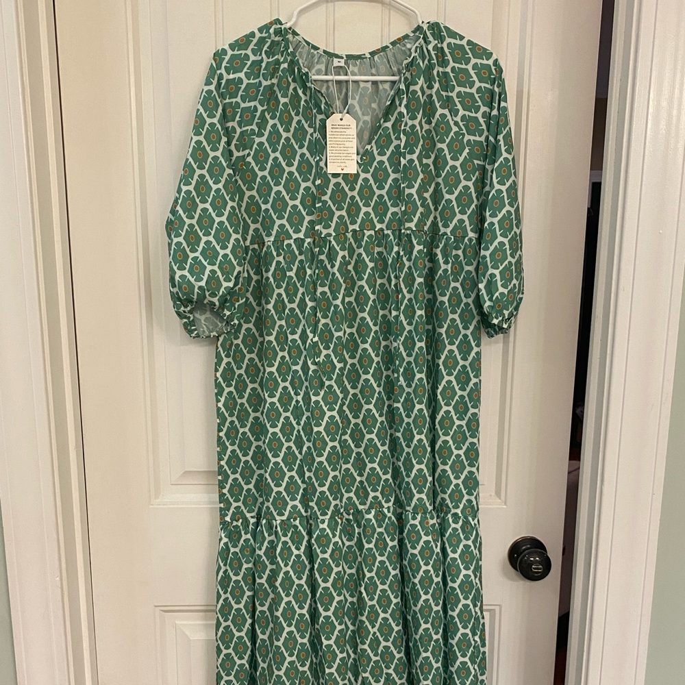 Vaugu Bohemian Beauty Green Maxi Dress-Medium